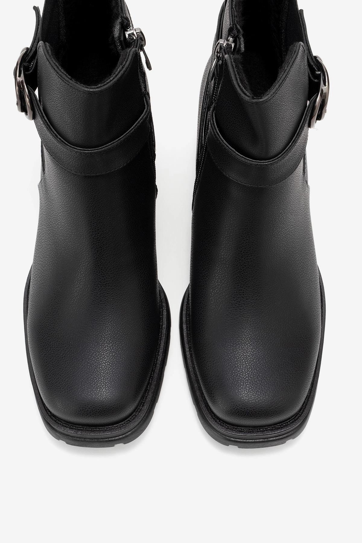 Prologue Shoes Womens Heile Buckle Block Heel Boot