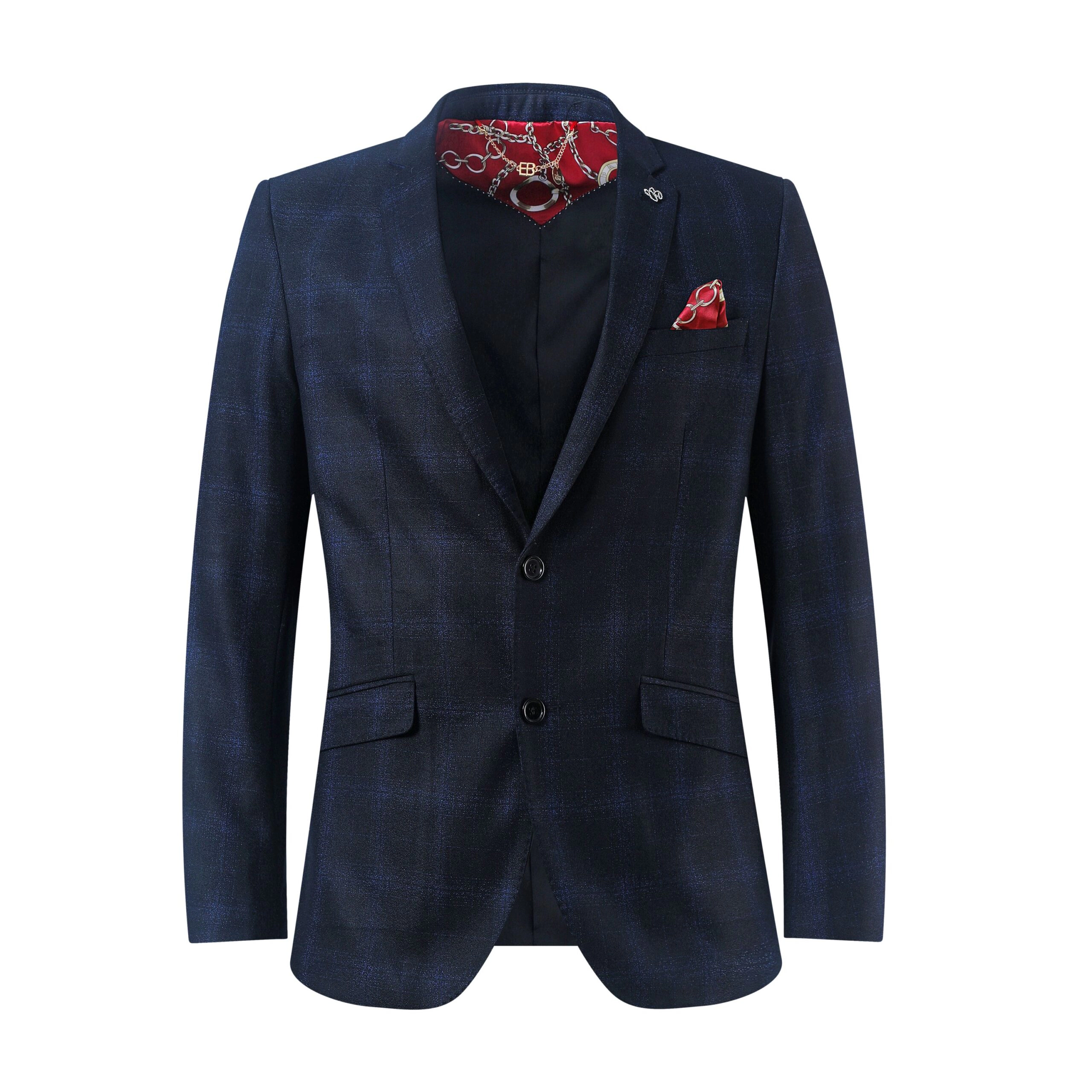 Elie Balleh Men's Slim Fit Plaid Single Breasted Blazer