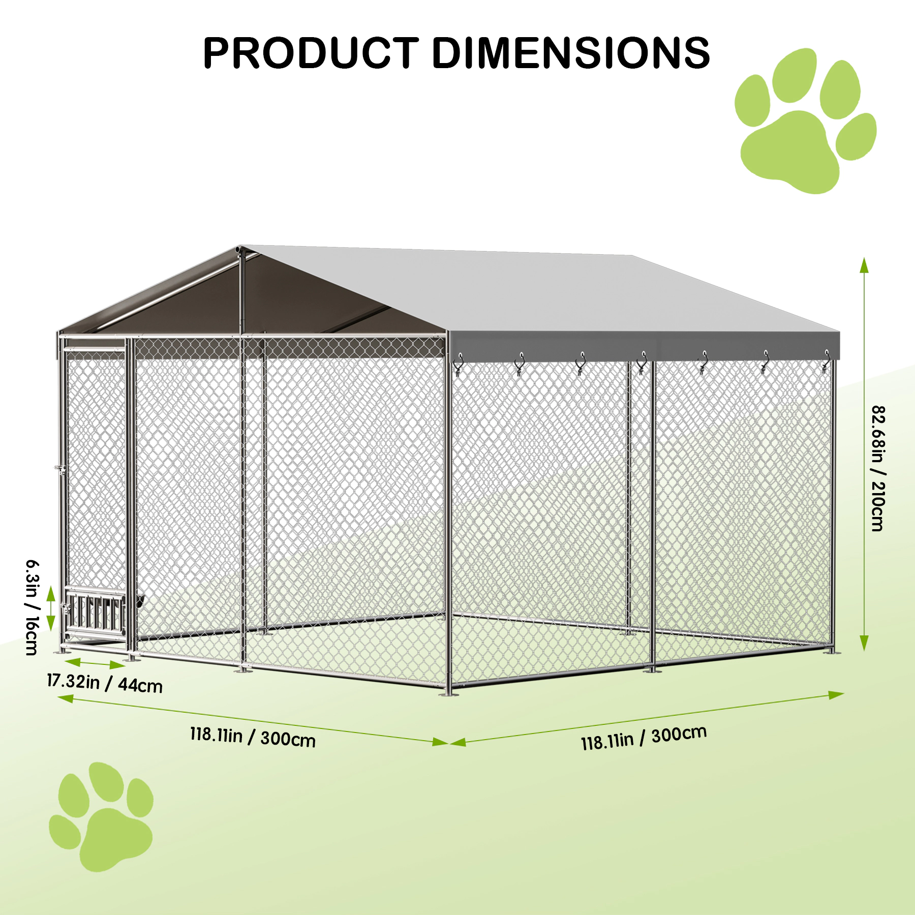 10x10x7 ft Outdoor Dog Kennel with Waterproof Anti-UV Roof, Heavy Duty Galvanized Pet Playpen for Backyard