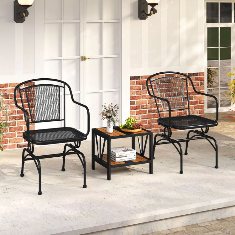 Hivvago Outdoor Rocking Chair Set Of 2 With Mesh Backrest And Seat For Yard