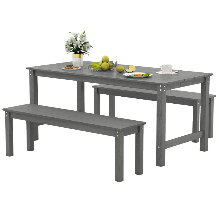 Hivvago 3 Pieces Outdoor Dining Table Set With 2 Benches