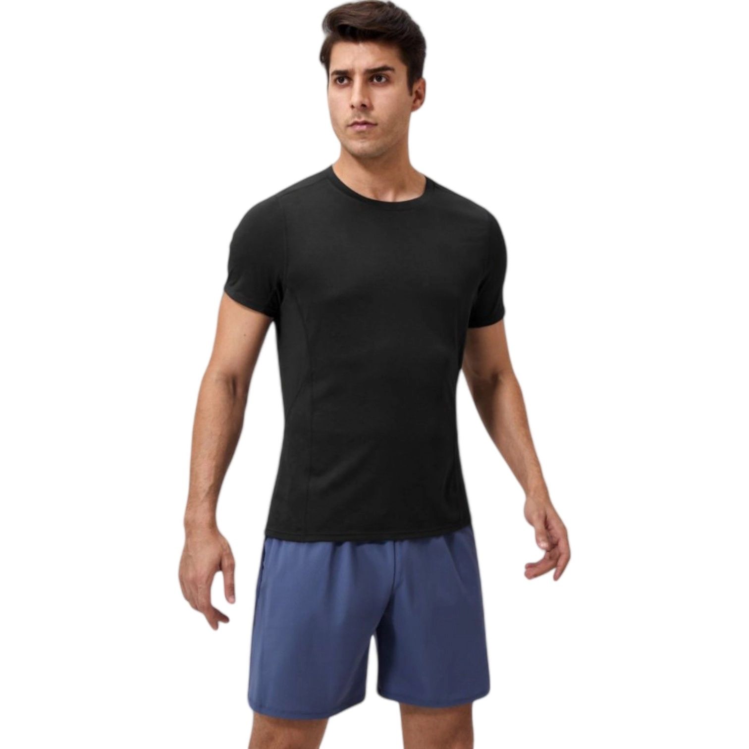 Anna-Kaci Men's Performance Crew Neck Athletic T-Shirt with Subtle Hex Pattern and Moisture-Wicking Fabric