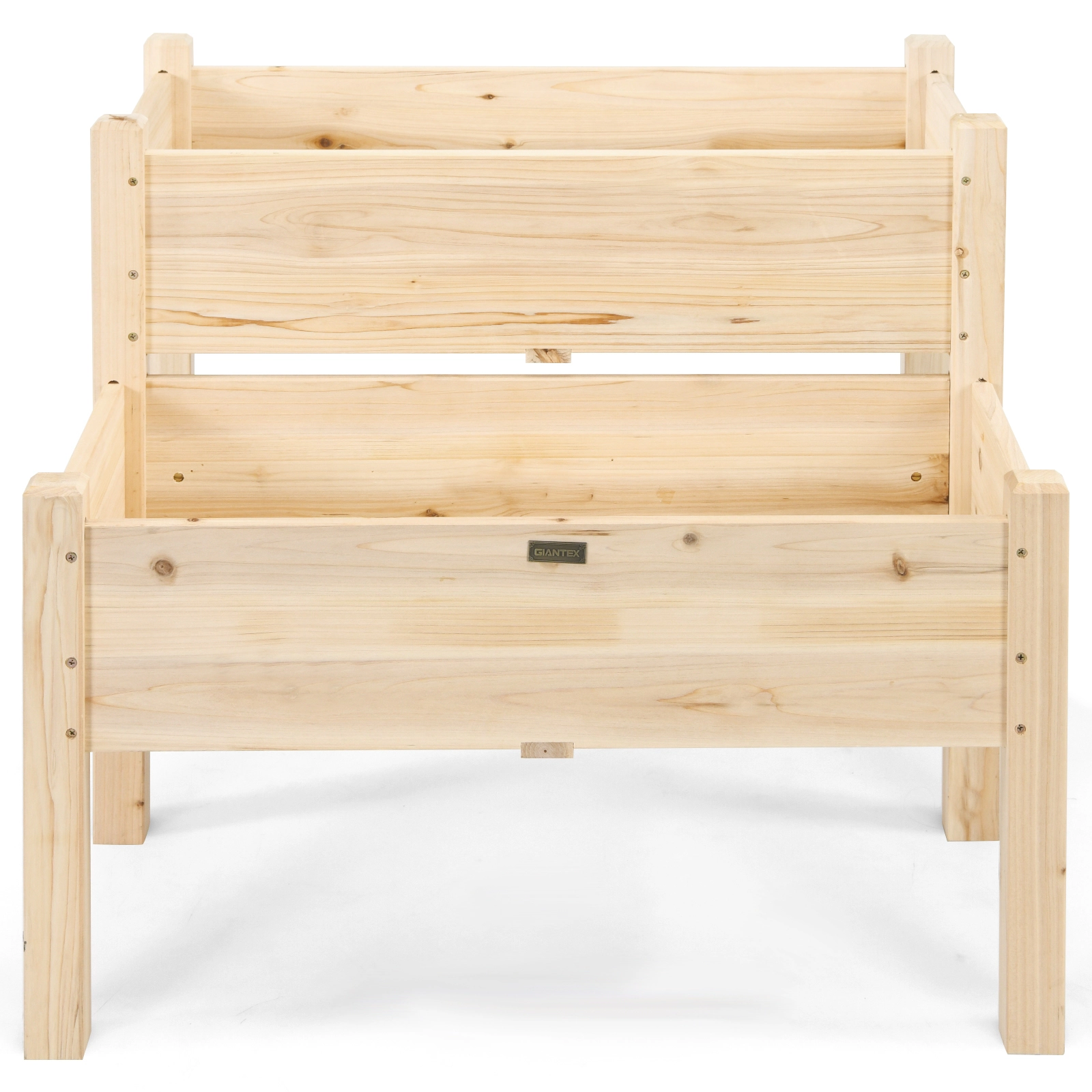 SUGIFT 2-Tier 34-in 110-lb Capacity Fir Wood Elevated Raised Garden Bed with Legs and Drainage Holes