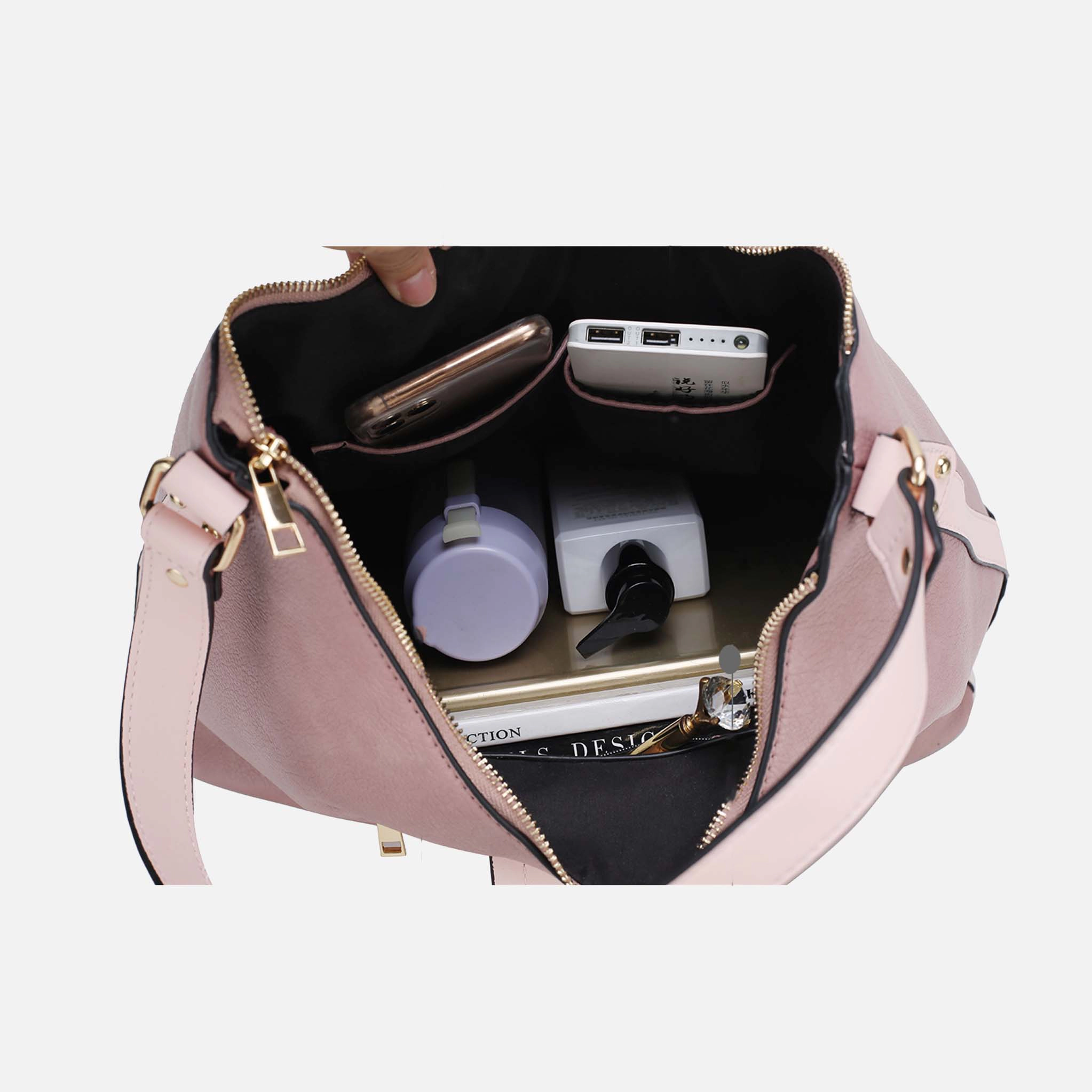 Mia K Collection Graciela Color Block Hobo Bag with Wallet and Wristlet