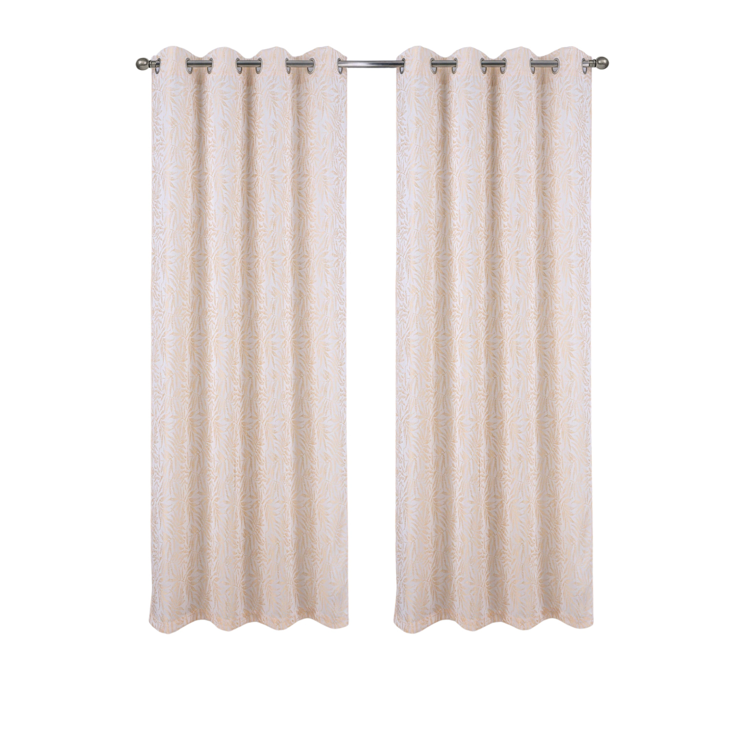 RT Designers Collection 100% Polyester 140 GSM Liana Jacquard Grommet Curtain Panel 54" x 84" Beige