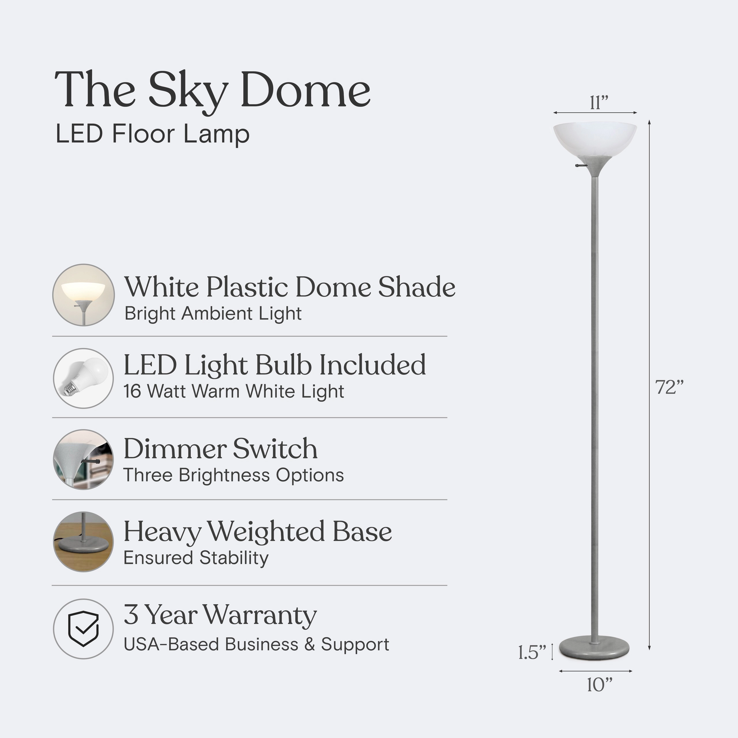 Brightech Sky Dome Torchiere Dimmable Floor Lamp