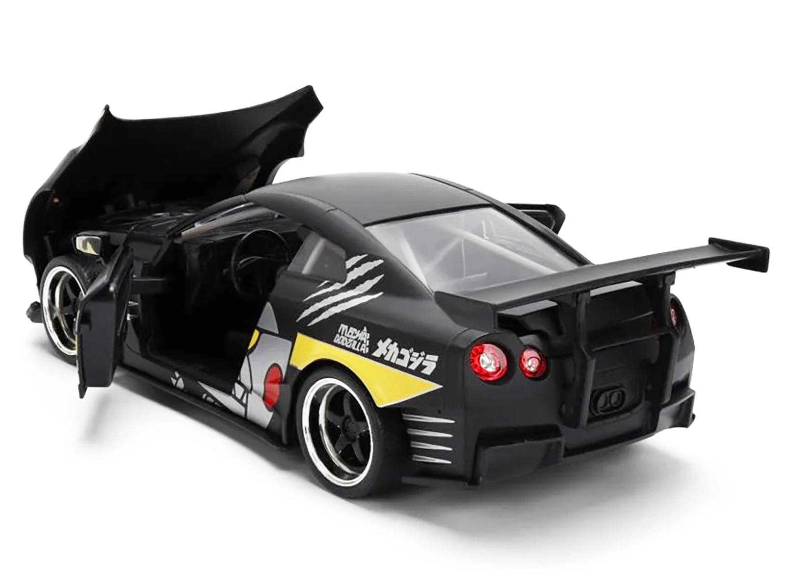 Jada 2009 Nissan GT-R (R35) Ben Sopra Matt Black with "Mechagodzilla" Graphics "Hollywood Rides" Series 1/24