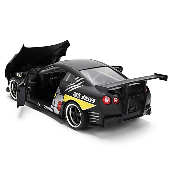 Jada Collectible 2009 Nissan Gt-R (R35) Ben Sopra Matt Black With "Mechagodzilla" Graphics "Hollywood Rides" Series 1/24