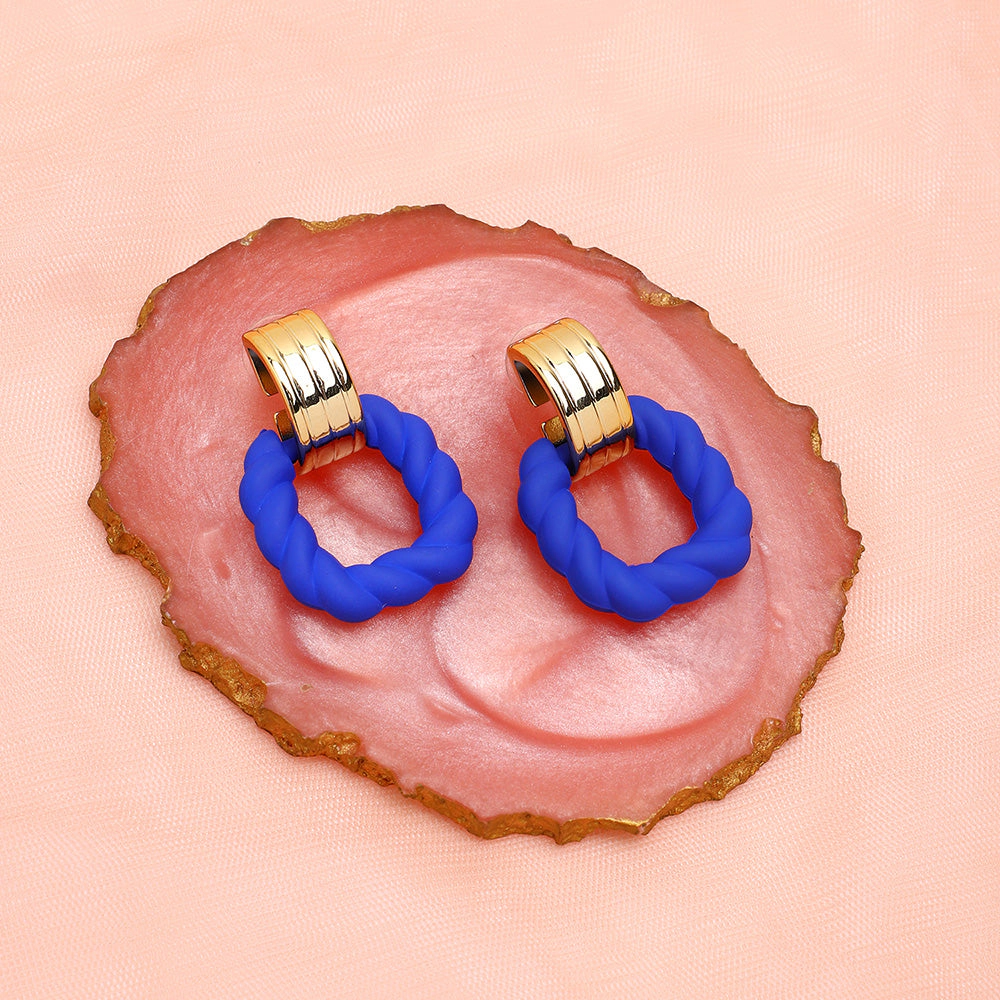 SOHI Women's Blue Rope Drop Earrings