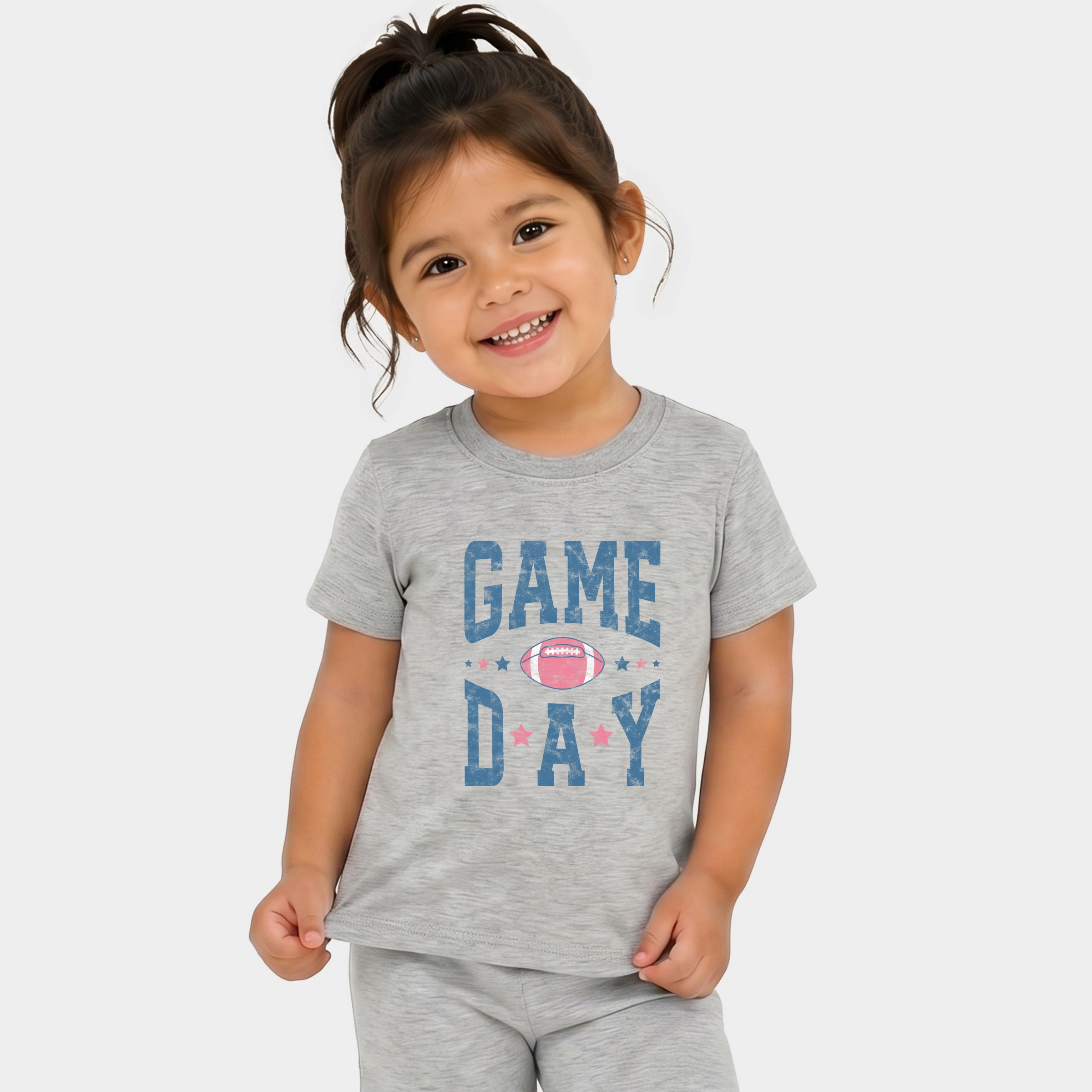 The Juniper Shop - Toddler Crew Shorts Set Game Day Blue Distressed