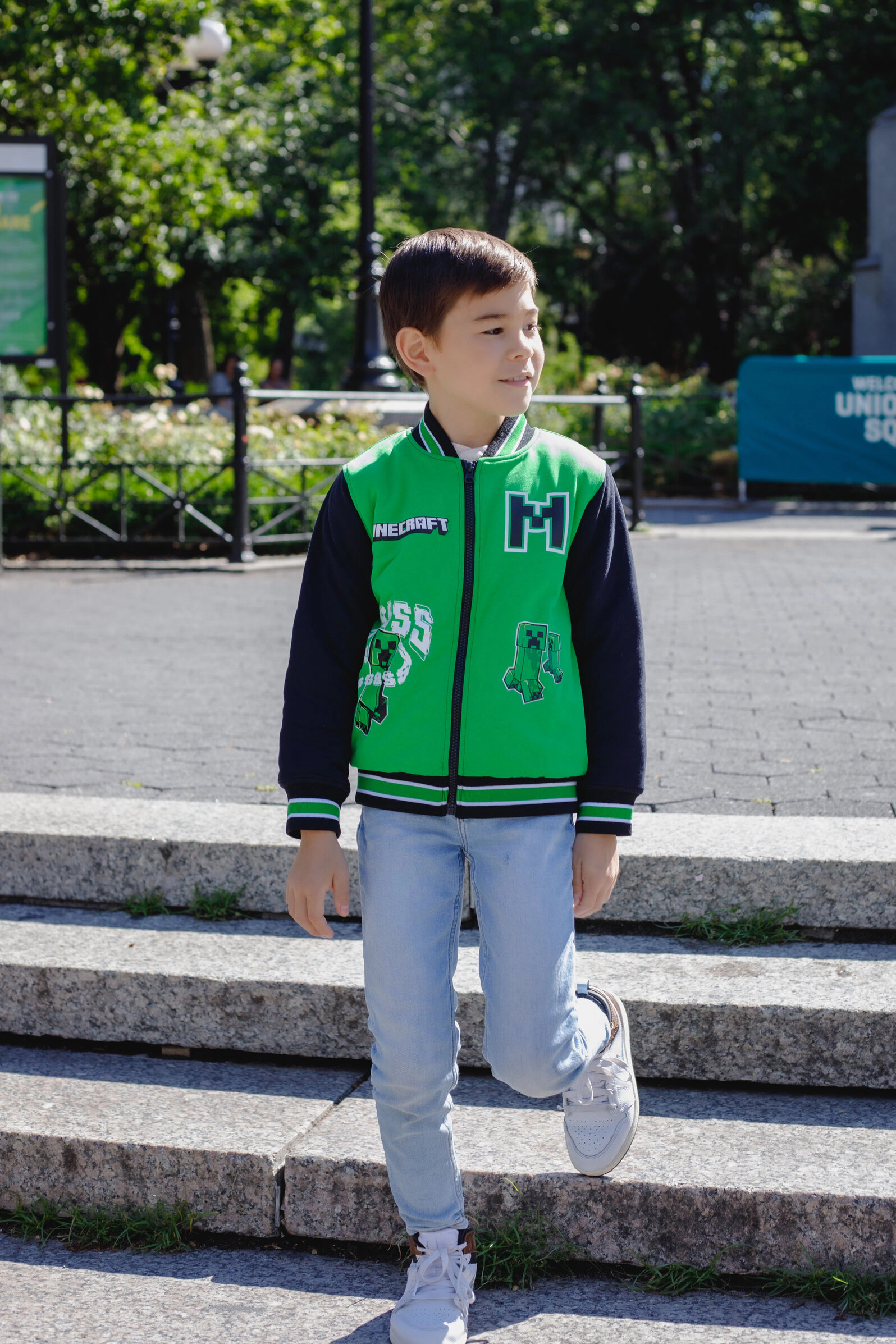 Minecraft Creeper Boys' Varsity Bomber Jacket