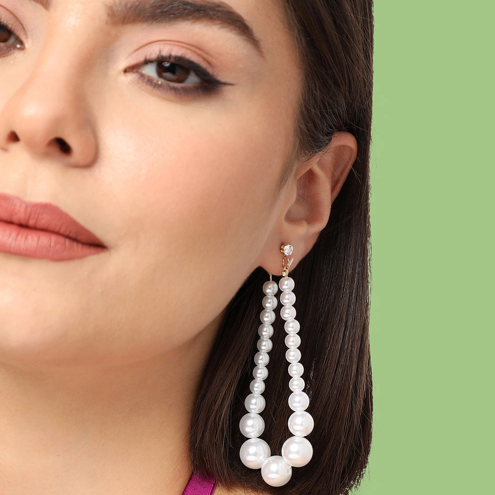 SOHI Women's White Beads Drop Earrings