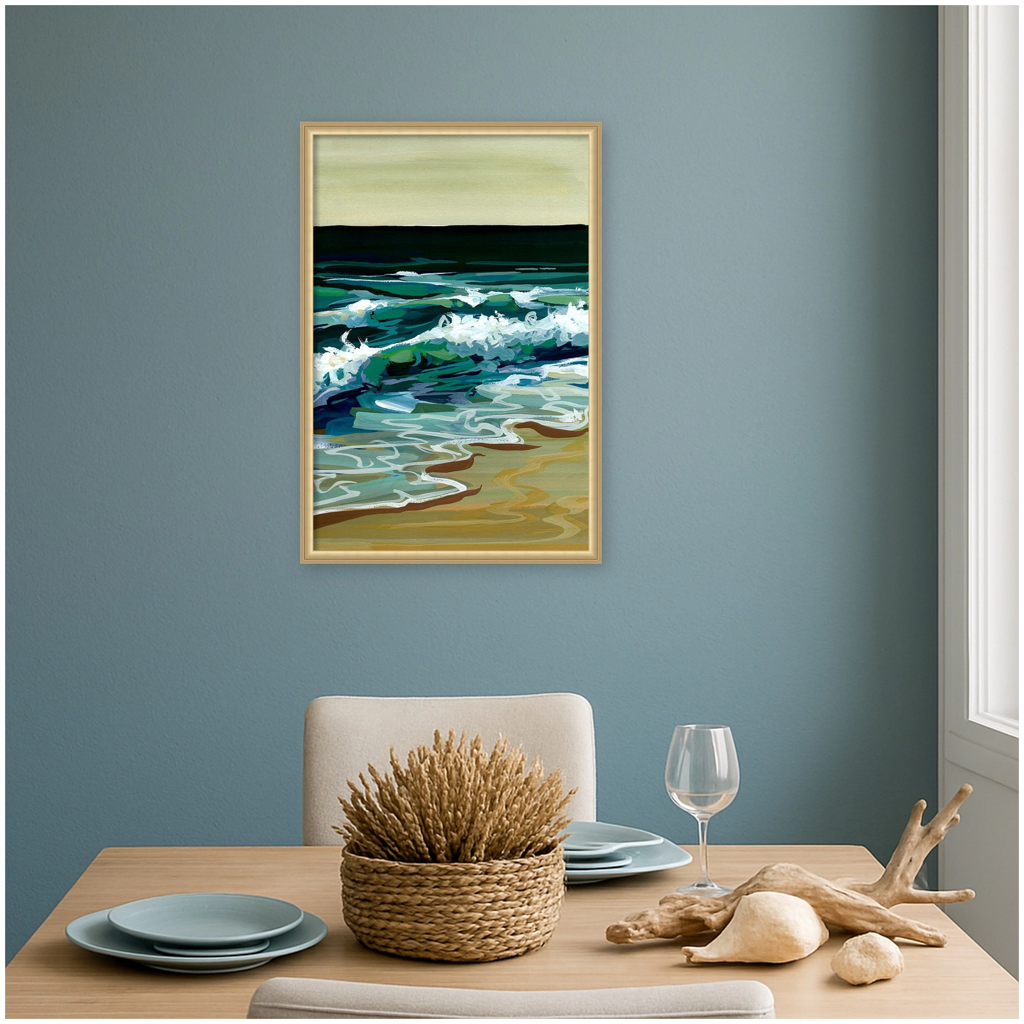 Amanti Art Dark Waves by Brook Page Framed Canvas Wall Print