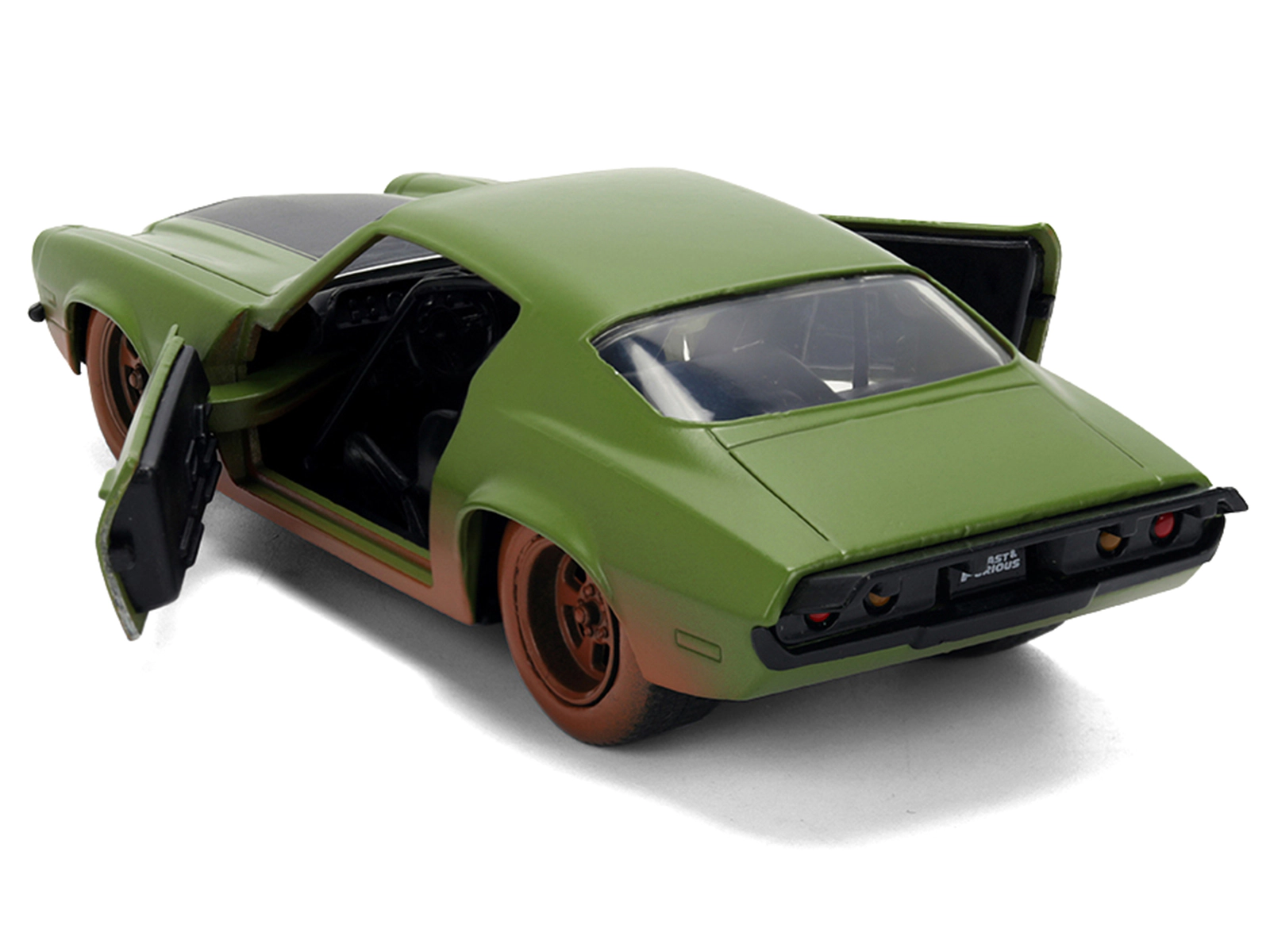 Jada Dom's 1973 Chevrolet Camaro "F-Bomb" Matt Green (Dirty Version) with Black Hood Stripe "Fast & Furious"