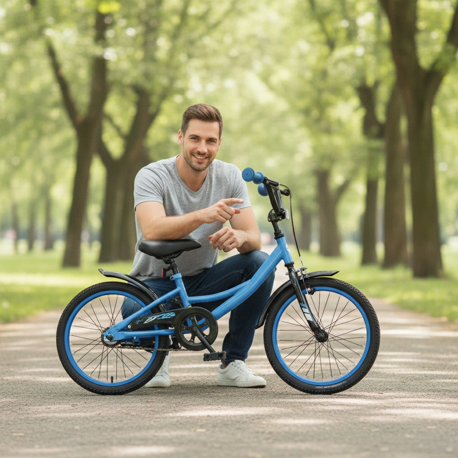 18-in Kids Bike Navy Ages 4-8 Detachable Training Wheels Adjustable Seat Kickstand and Reflectors 145-lb Seat Capacity