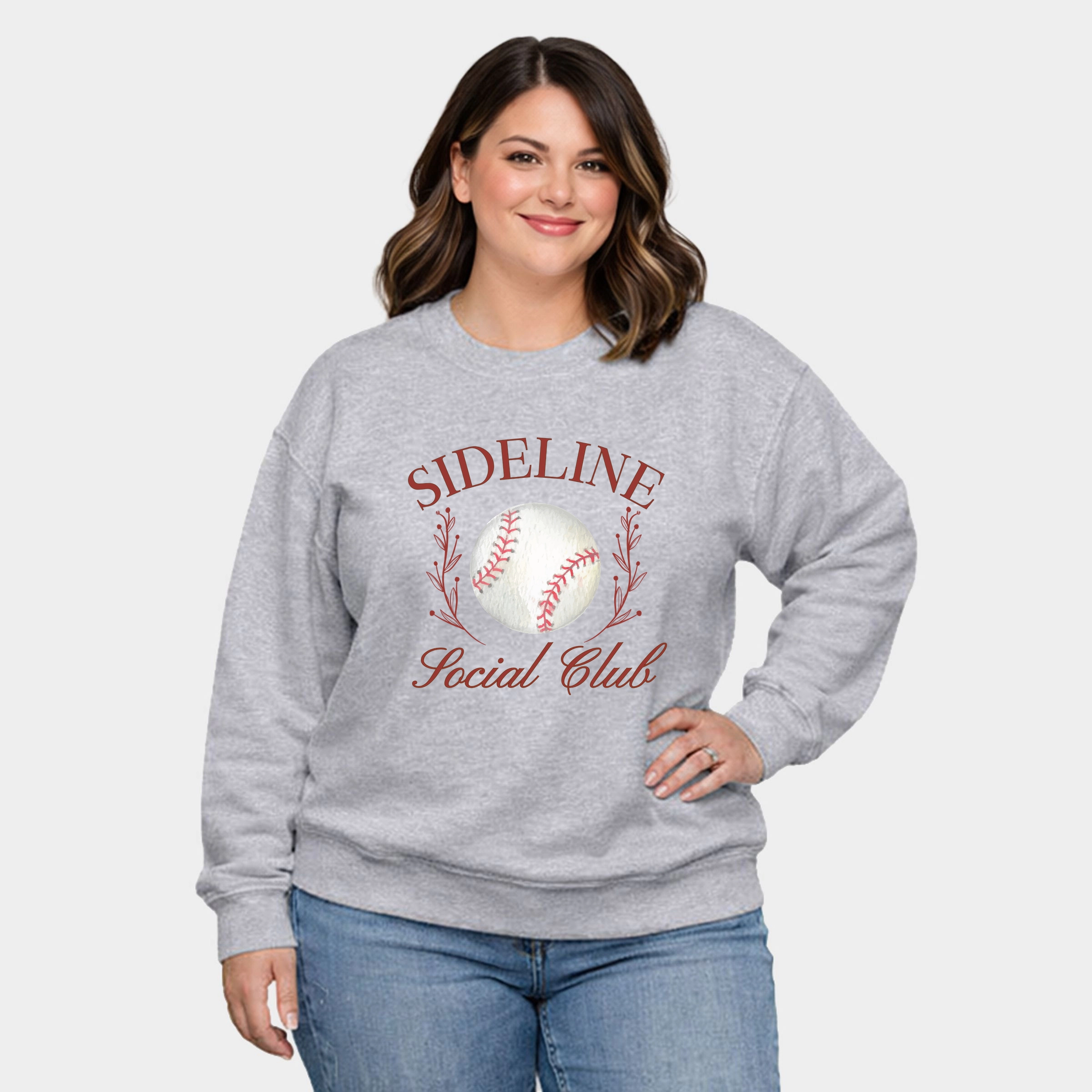 Simply Sage Market - Baseball Sideline Social Club  Women's Plus Sized Graphic Sweatshirt