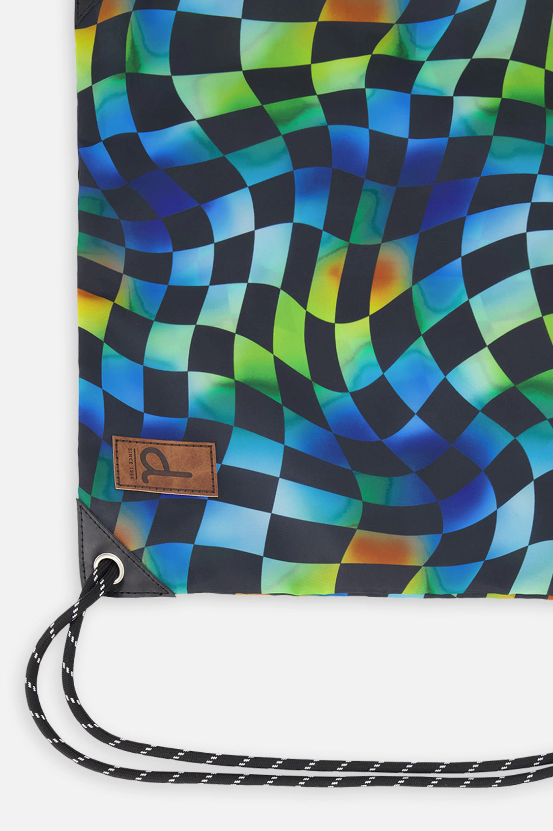 Deux par Deux Boys Lightweight Checkered Print Drawstring Bag