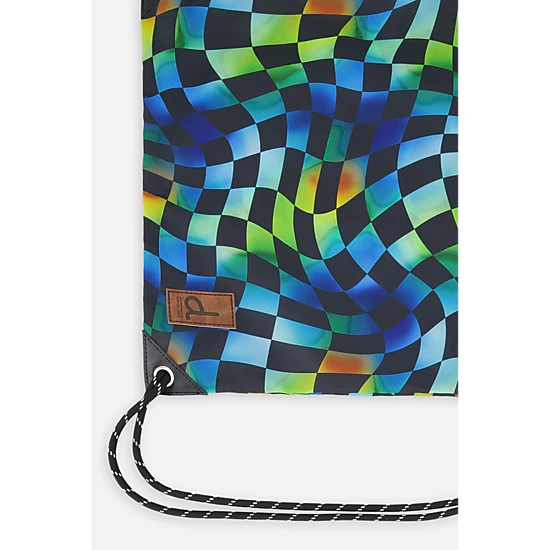 Deux par Deux Boys Lightweight Checkered Print Drawstring Bag