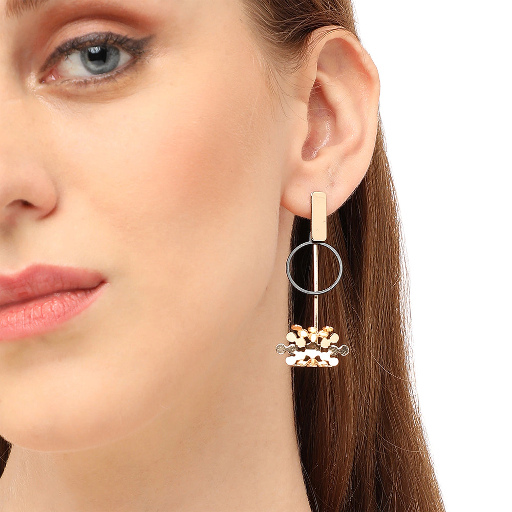 SOHI Women's Gold-Plated Geometric Drop Earrings
