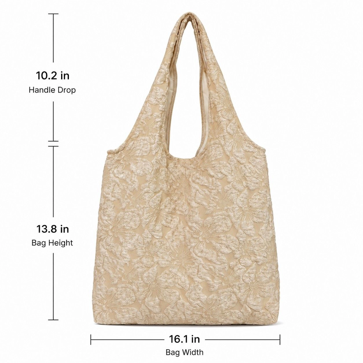 Alilang Women's Floral Pattern Shoulder Tote Bags Lightweight Foldable Daily Bag for Women, Beige