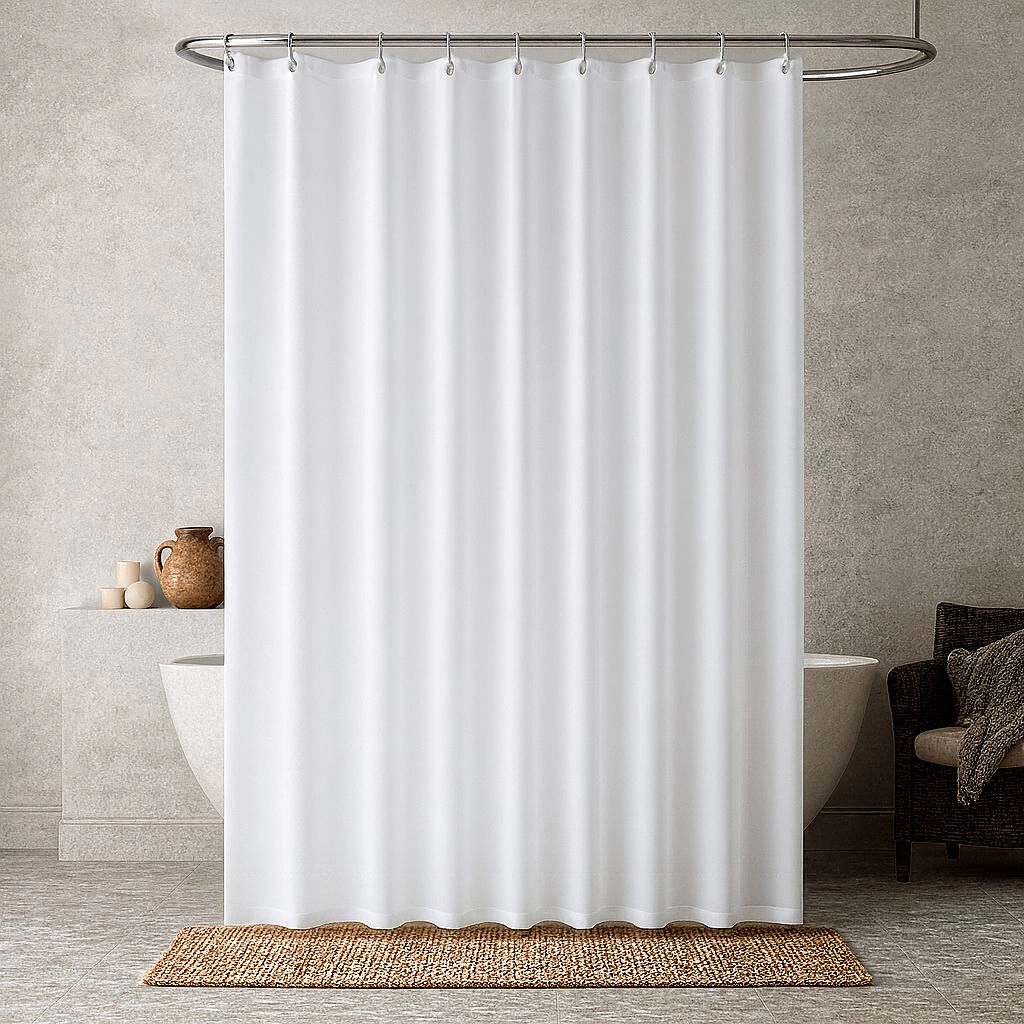 Hotel Collection XL Heavy Duty White Fabric Shower Curtain