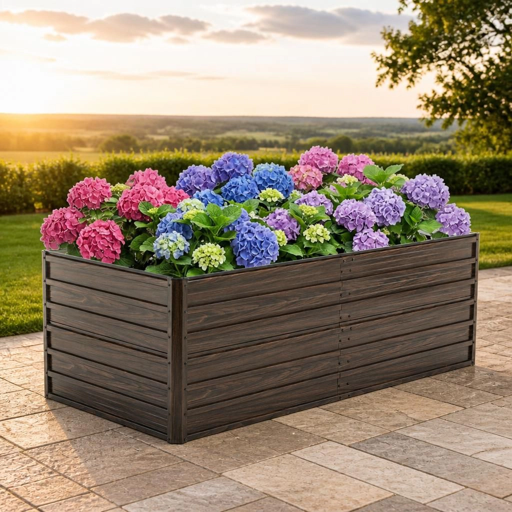 WOW PIONEER Large Rectangular Outdoor Raised Garden Planter Box for Growing Vegetables Flowers and Herbs