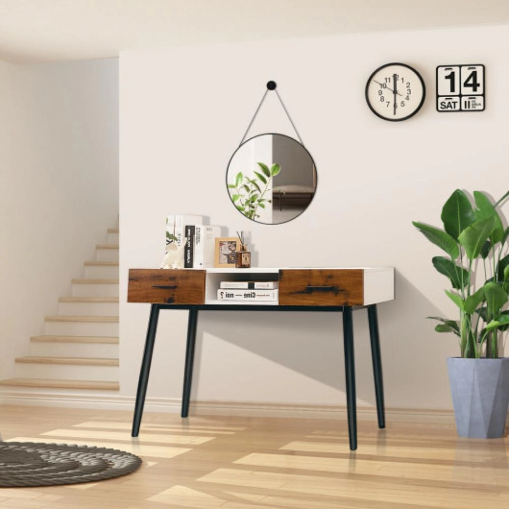 Hivvago Contemporary 42" Hallway Console with Dual Drawer Storage