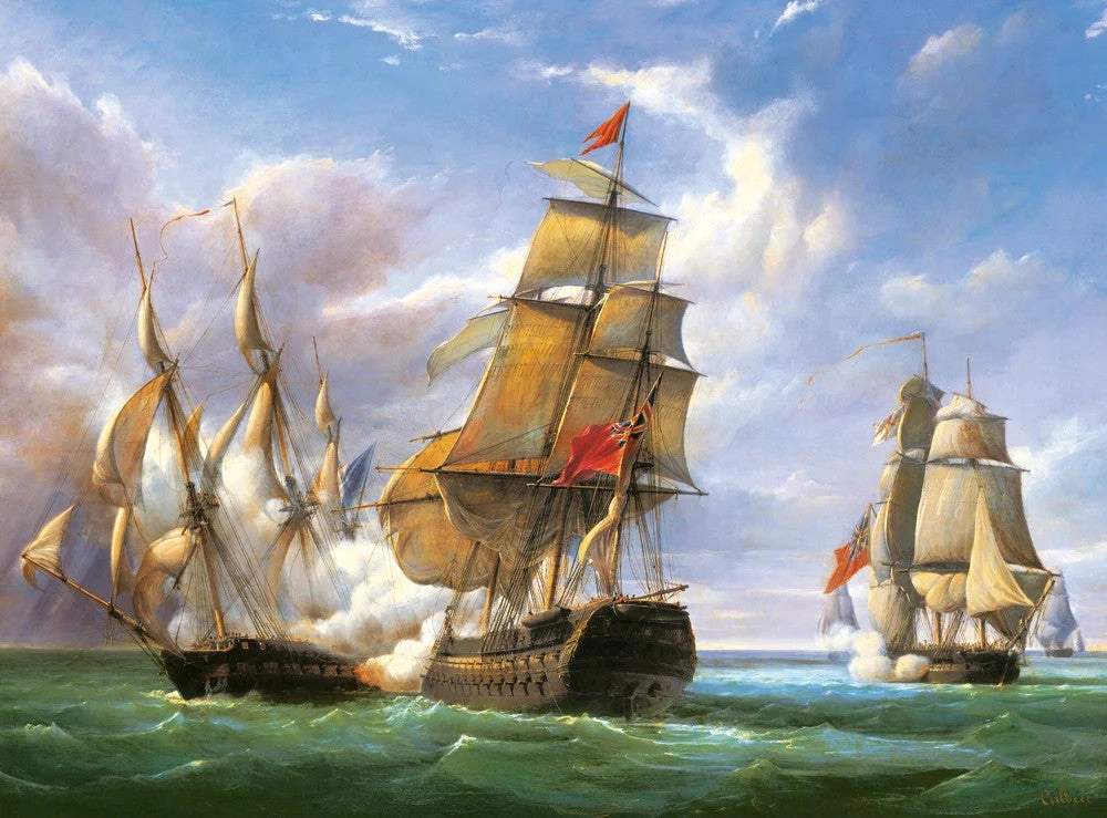 CASTORLAND 3000 Piece Jigsaw Puzzles, "Combat between the French and the English Vessels", Naval battle, C-300037-2