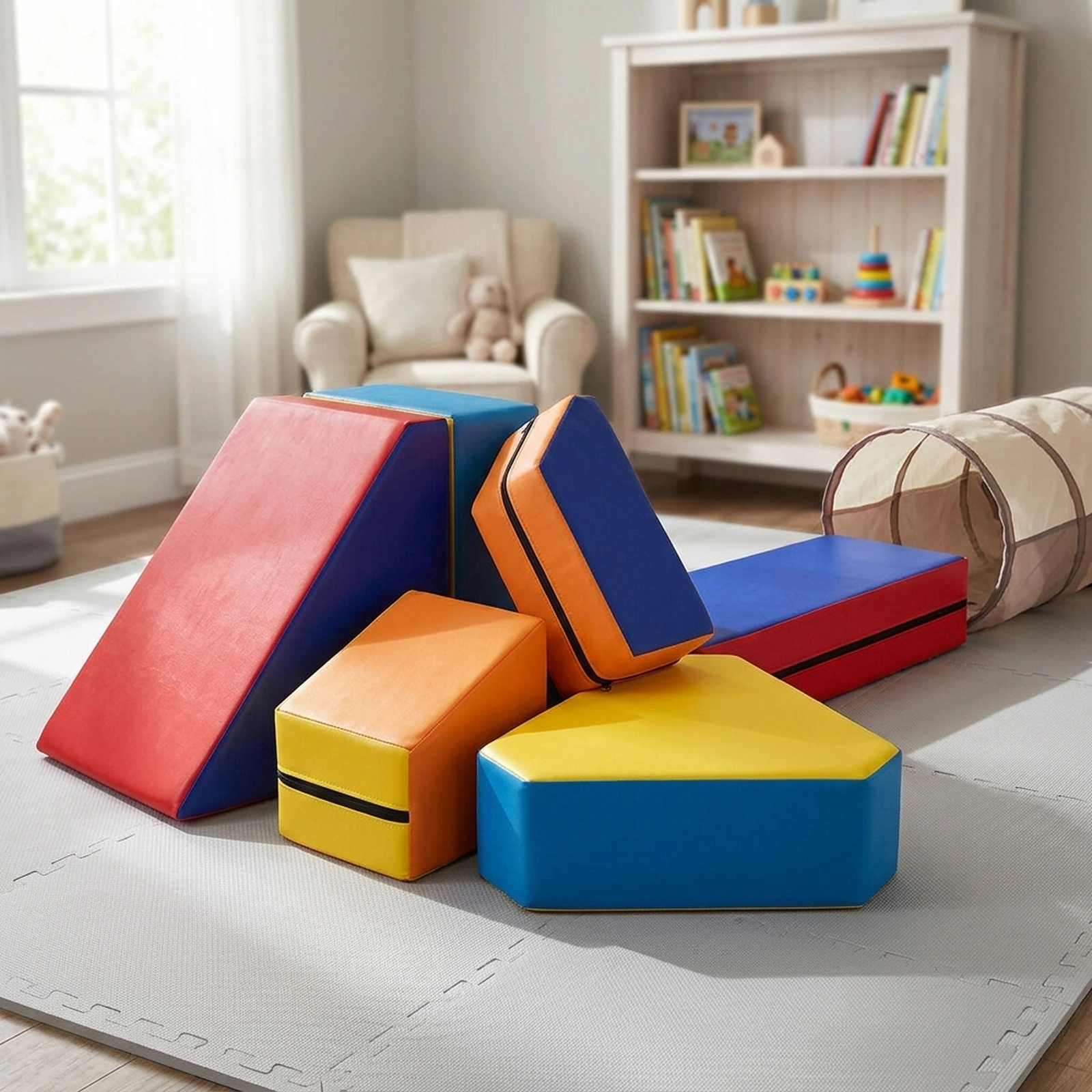 SUGIFT 8-Piece Foam Climbing Blocks for Toddlers, Multicolor Soft Play Set