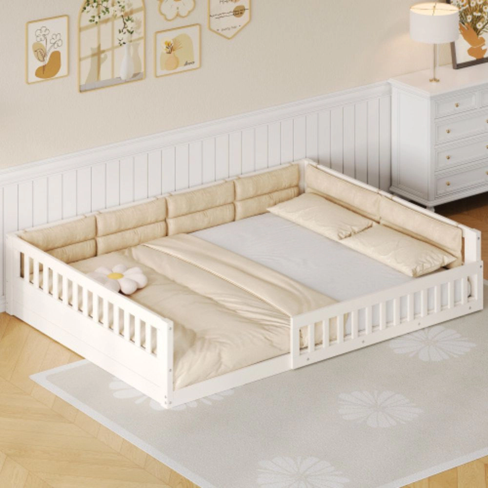 GOODSILO Full Solid Wood Low Profile Queen Bed Frame