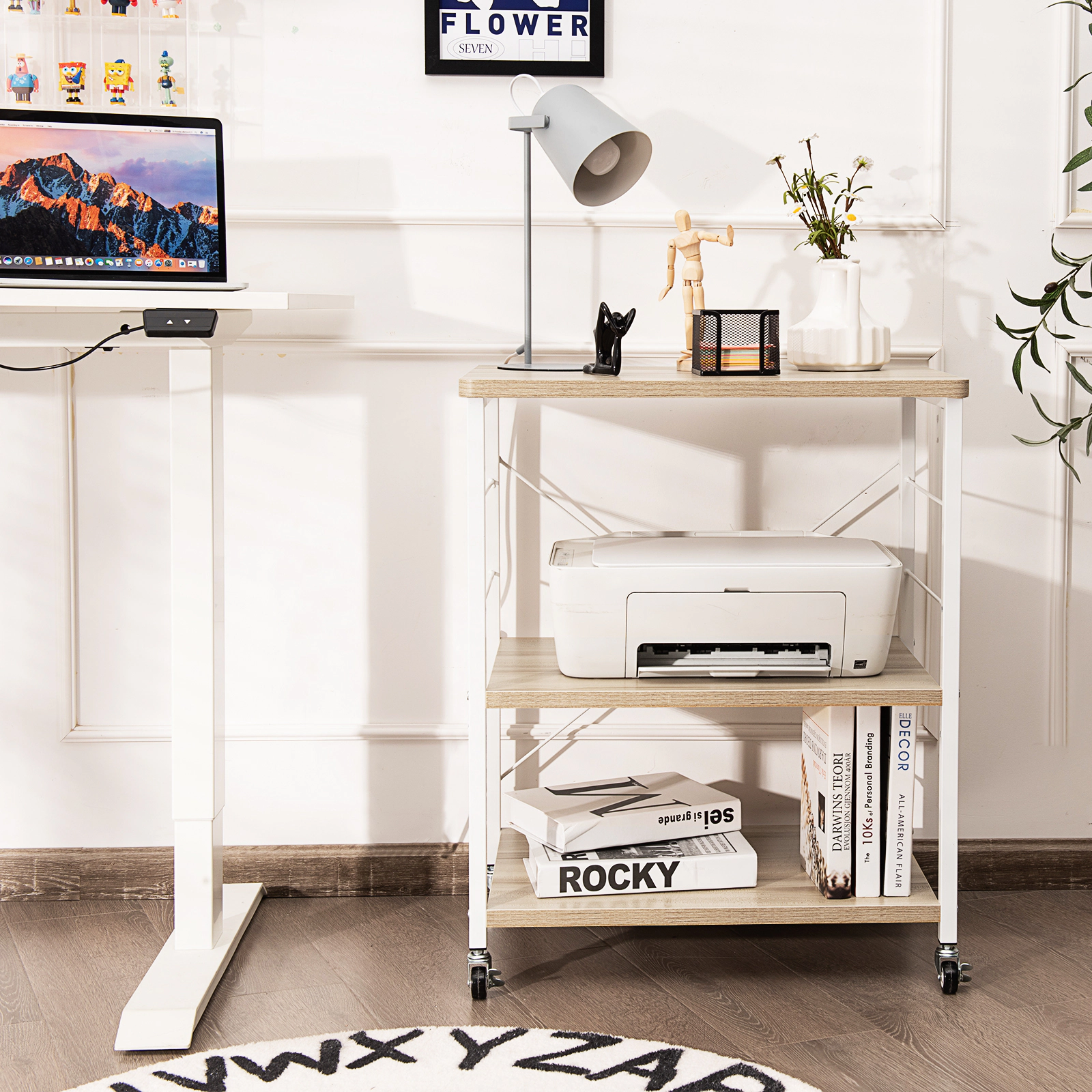 SlickBlue 3-Tier Microwave Oven Stand with Wheels & Storage Shelves