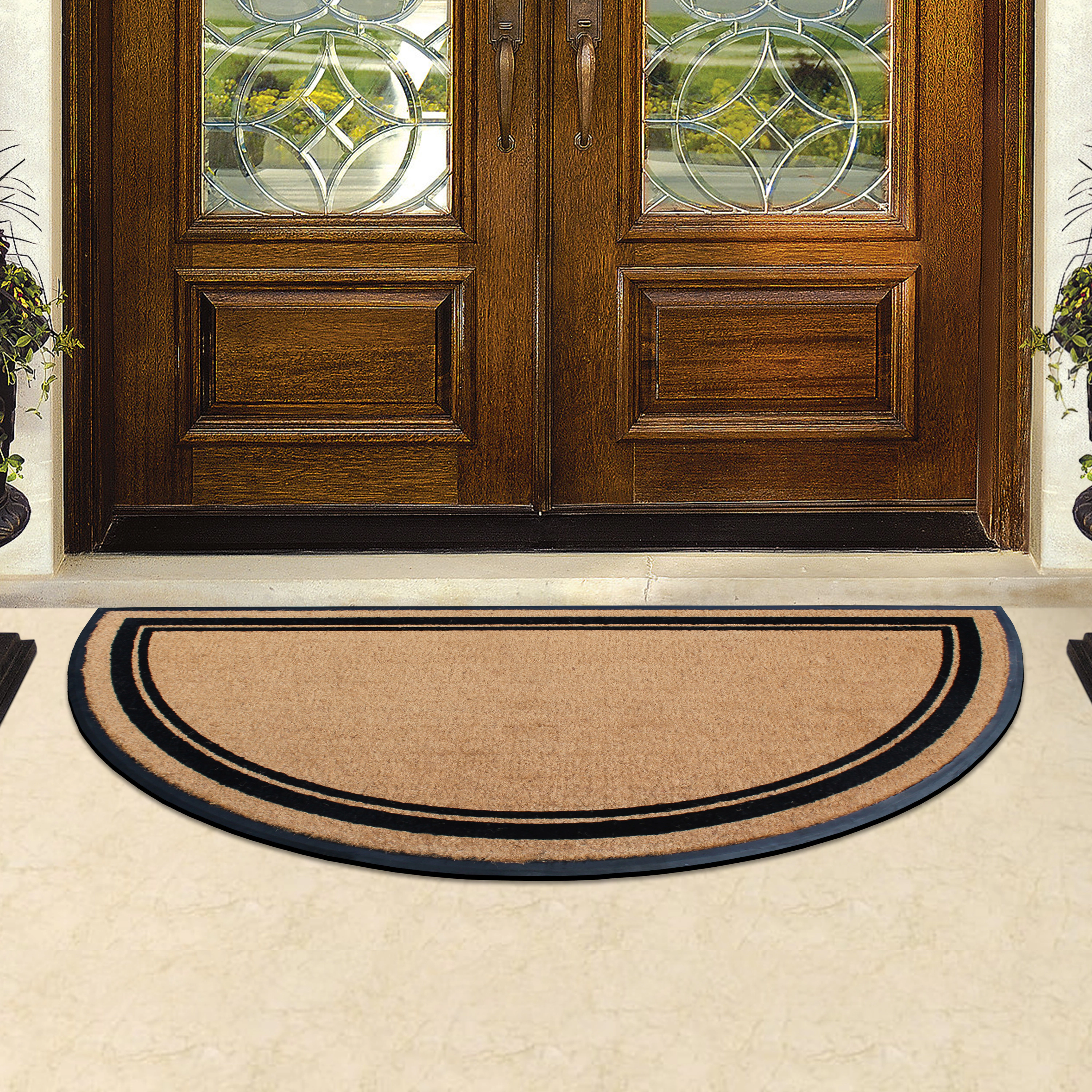 A1HC Half-Round Coir and Rubber Door Mat 36x72 Inches Low-Profile Long-Lasting Classic Semicircle