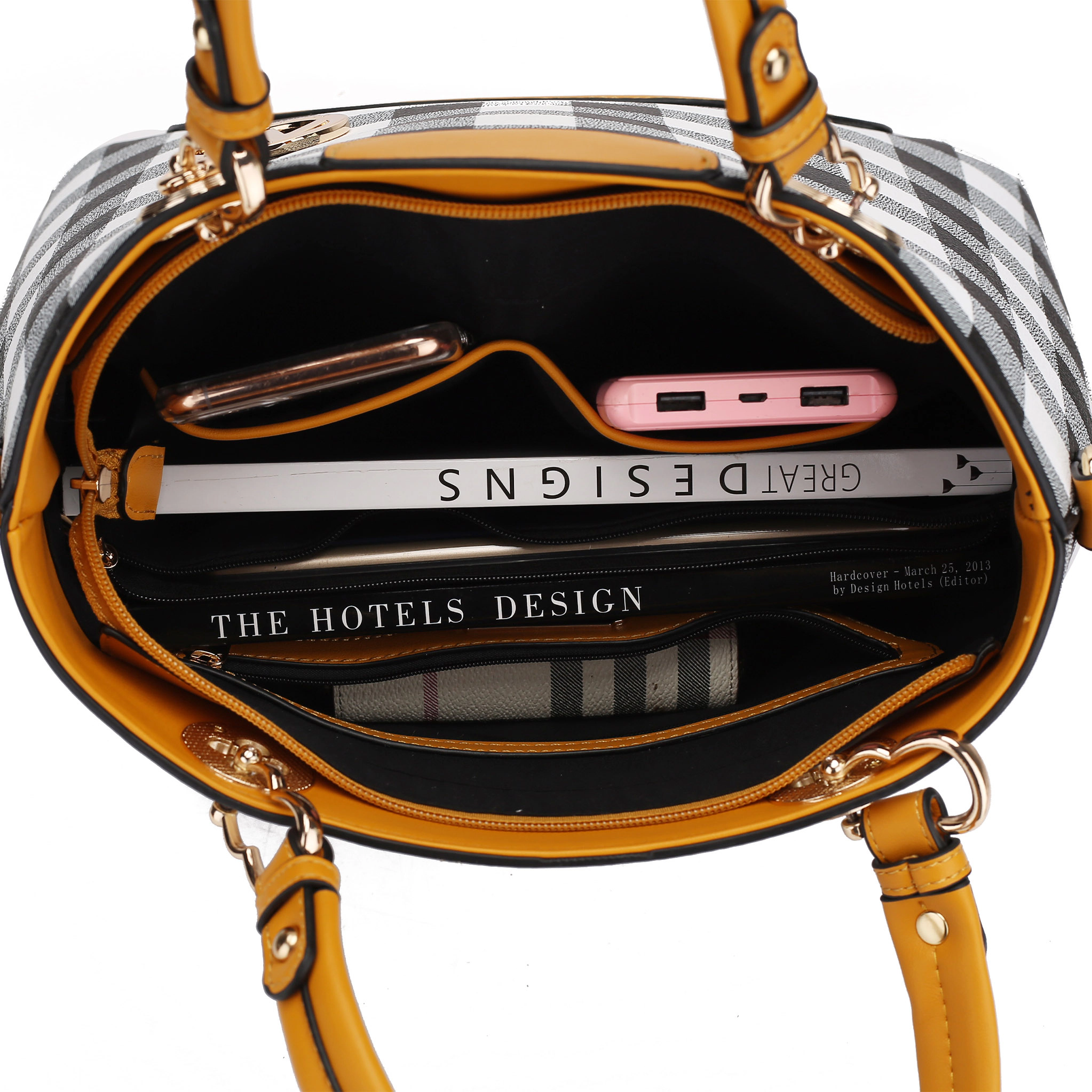 Mia K Collection Faux Leather Satchel with Removable Charm and Wallet