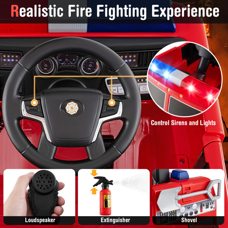 Hivvago Kids Ride on Fire Truck with Remote Control and Extinguisher