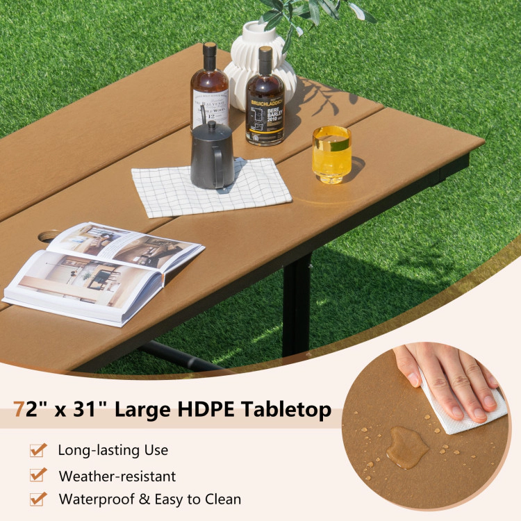 Hivvago 6 Feet Outdoor Picnic Table Bench Set For 6-8 People