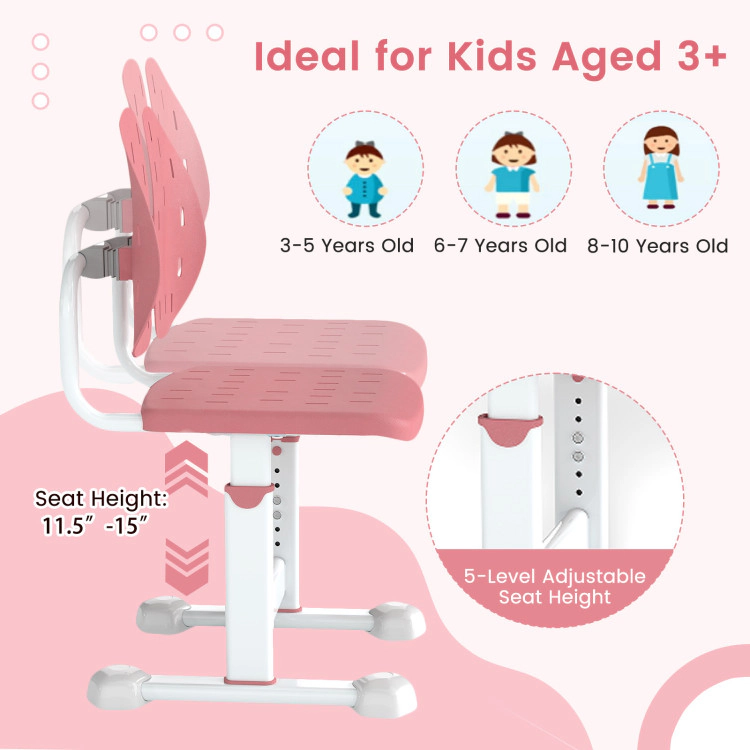 Hivvago Height-Adjustable Kid'S Study Chair With Double Back Support And Breathable Seat For 3+ Years Old