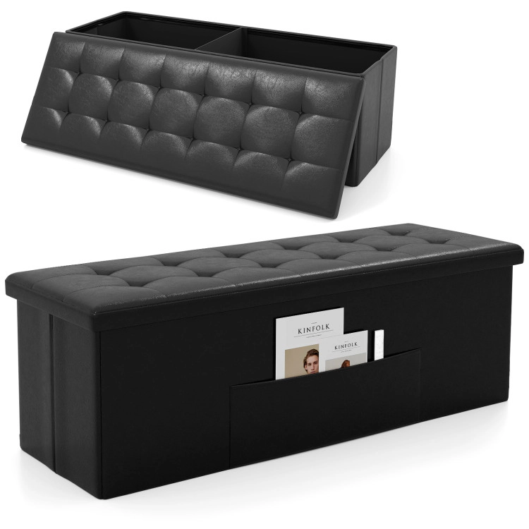 Hivvago Folding Storage Ottoman Bench Foot Rest Stool End of Bed