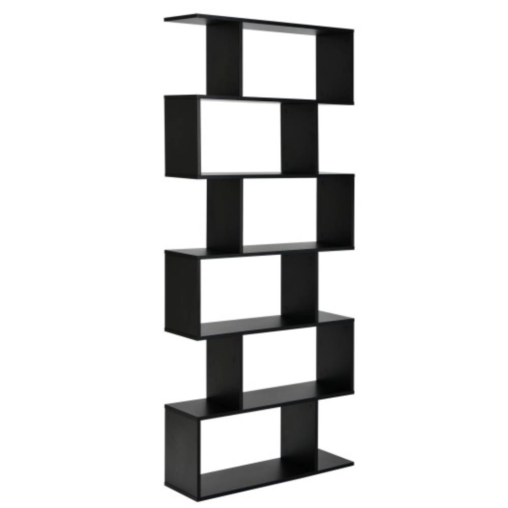 Hivvago 6 Tier S-Shaped Bookshelf Storage Display Bookcase Decor Z-Shelf