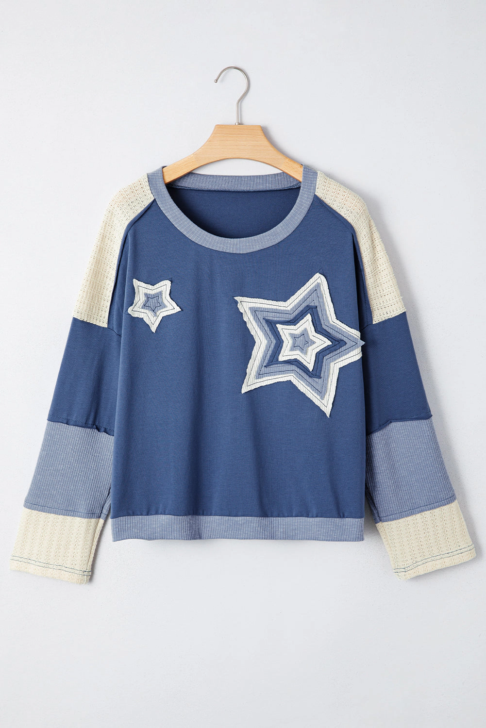 Threaded Pear Women's Natalie Knitted Star Patchwork Oversize Top