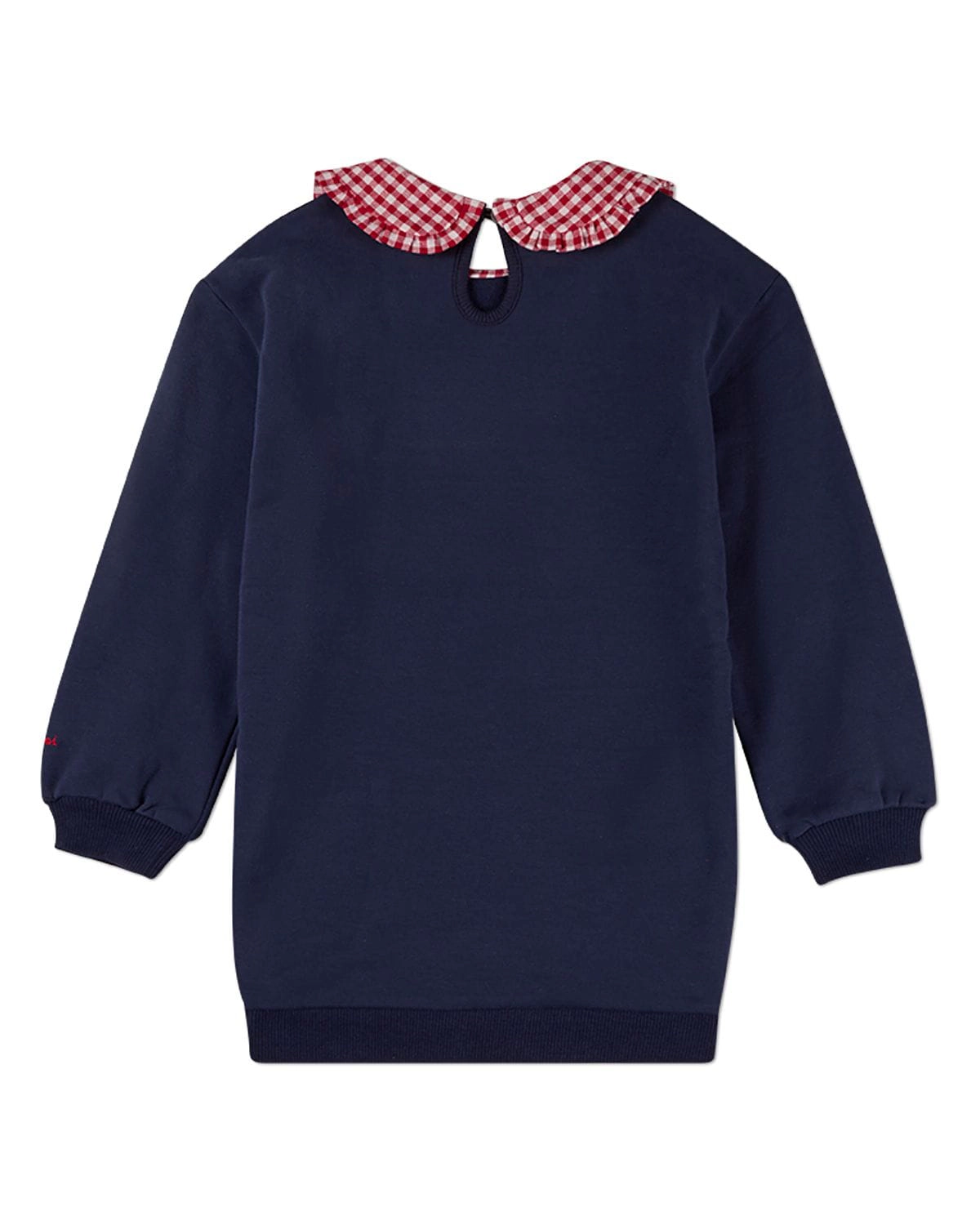 MeMoi Kids Girls Gingham-Ruffled-Collar Cotton-Rich Fleece Sweatshirt Dress