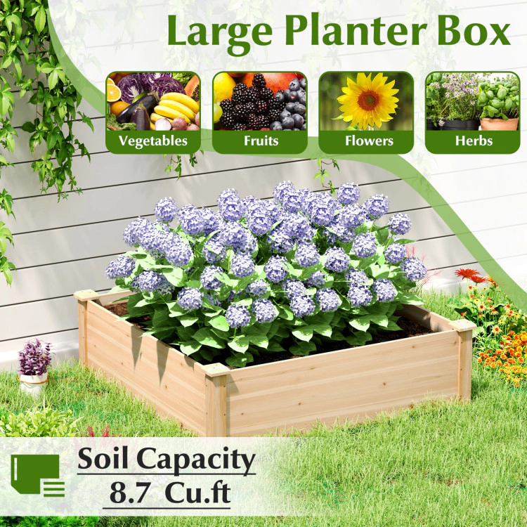 Hivvago 40" x 40" Outdoor Wood Raised Garden Bed