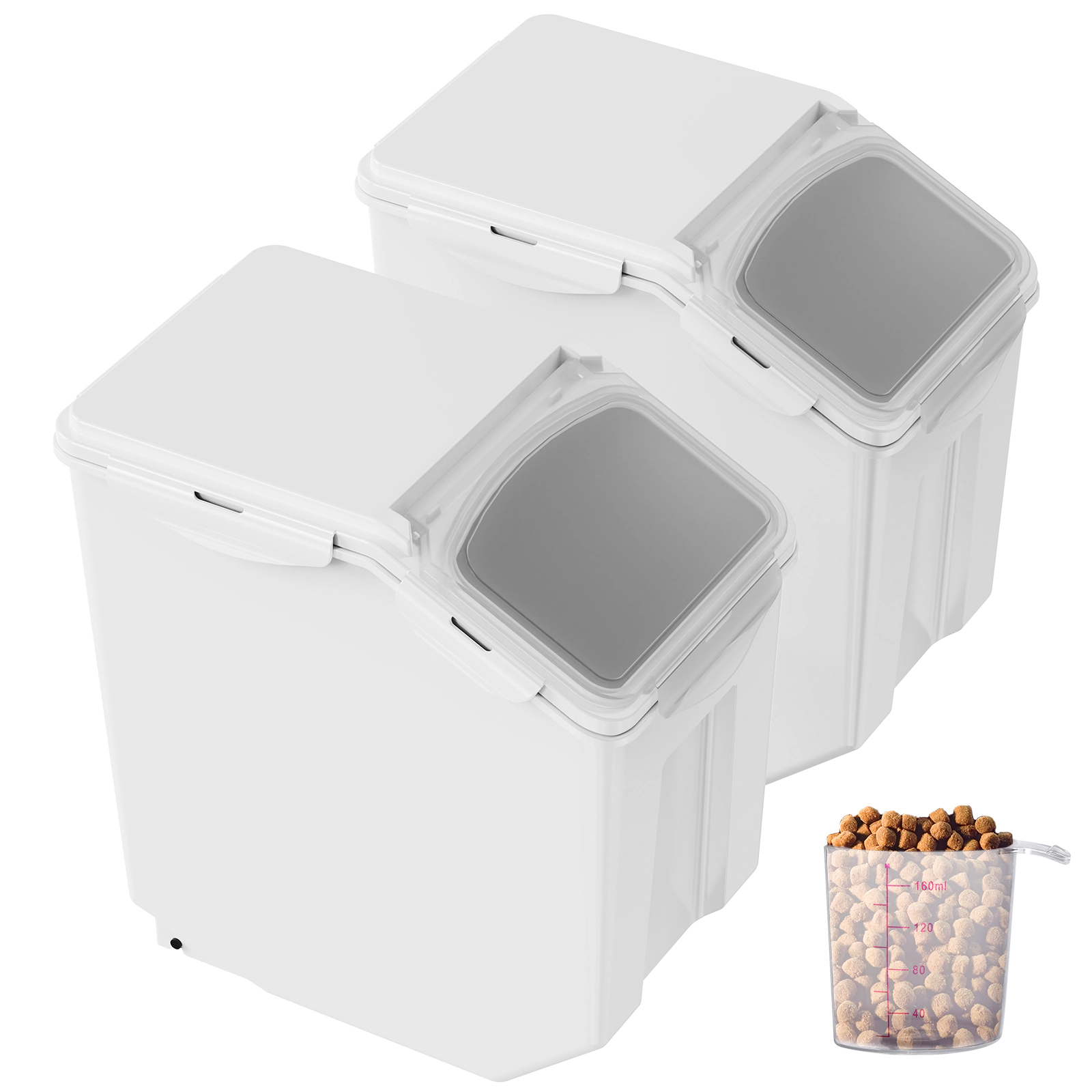 HONGGE Rice Storage Container Dog Food Dispenser Bin with Airtight Lid