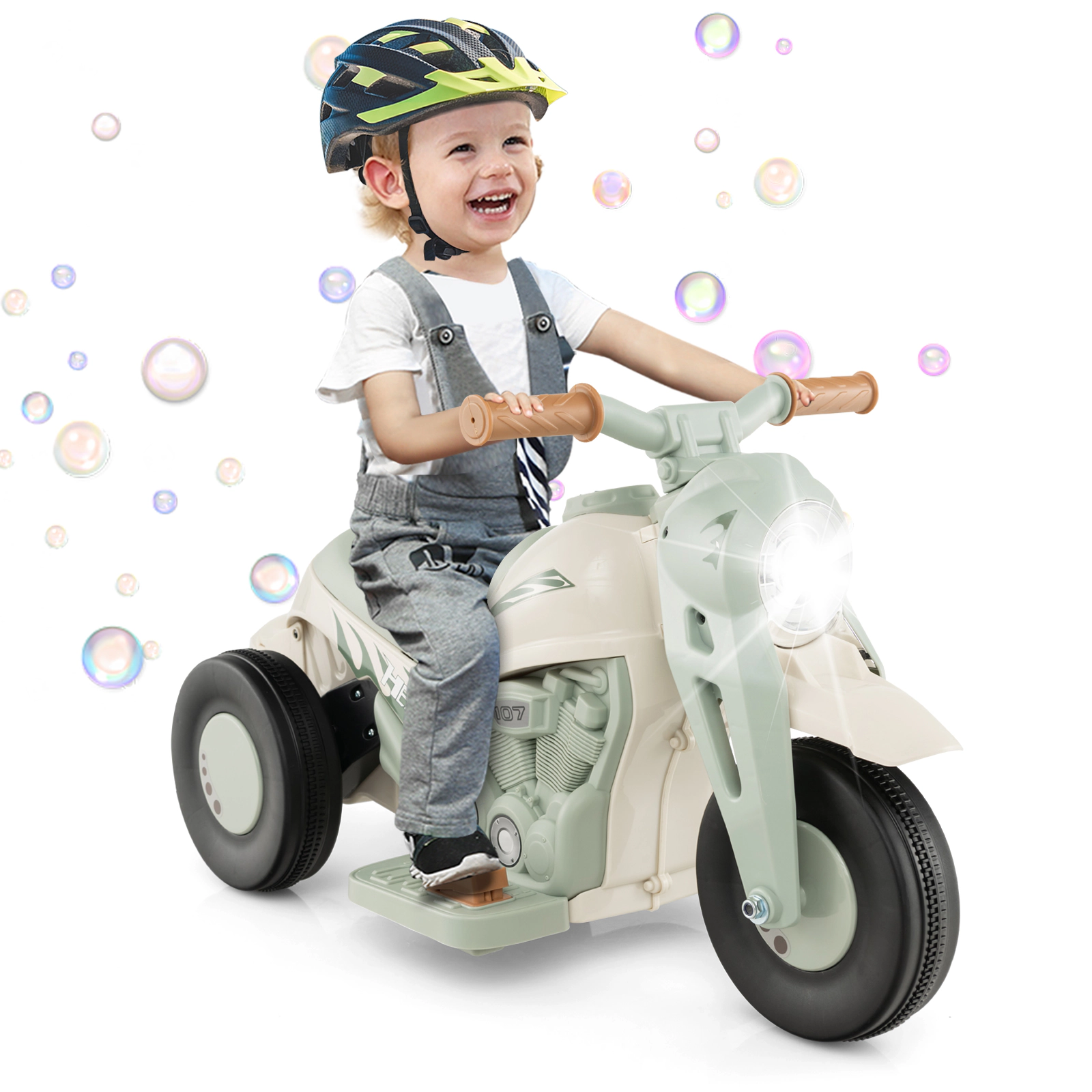 6V Kids Electric Ride On Motorcycle with Bubble Maker LED Headlight Music and Pedal Start Toddler Battery Powered Bike