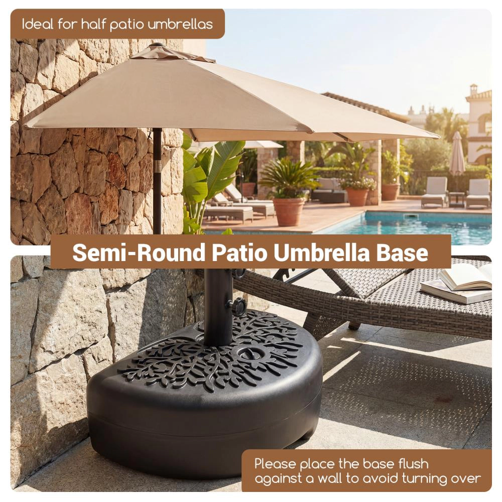 Hivvago 55 Lbs Half Round Patio Umbrella Base  For Deck Lawn Poolside