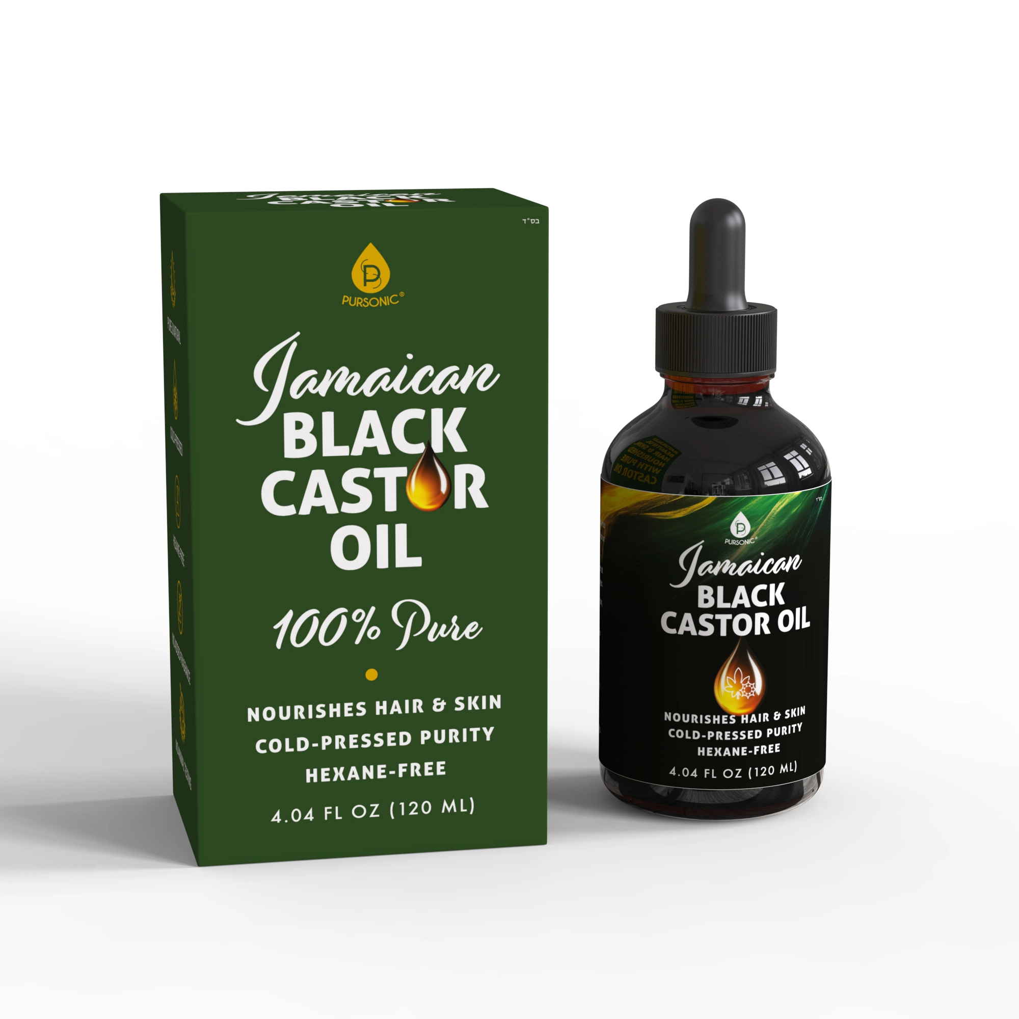 Pursonic Unisex 100% Pure Cold-Pressed Beauty Oil: Jamaican Black Castor Oil