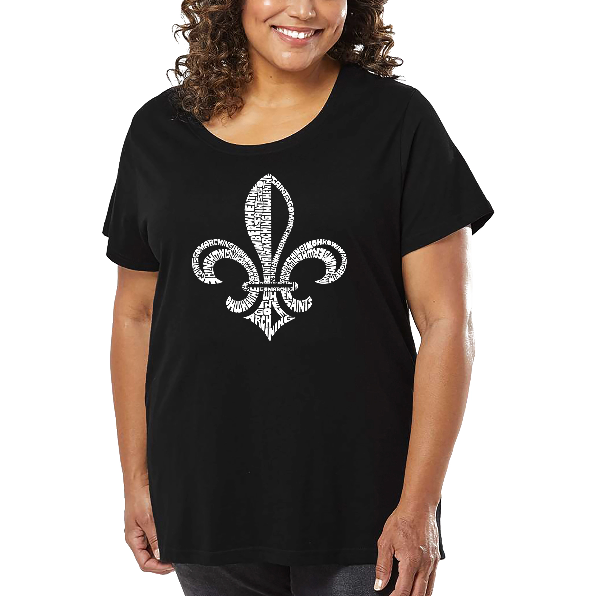 LA Pop Art Women's Plus Word T-Shirt - LYRICS TO WHEN THE SAINTS GO MARCHING