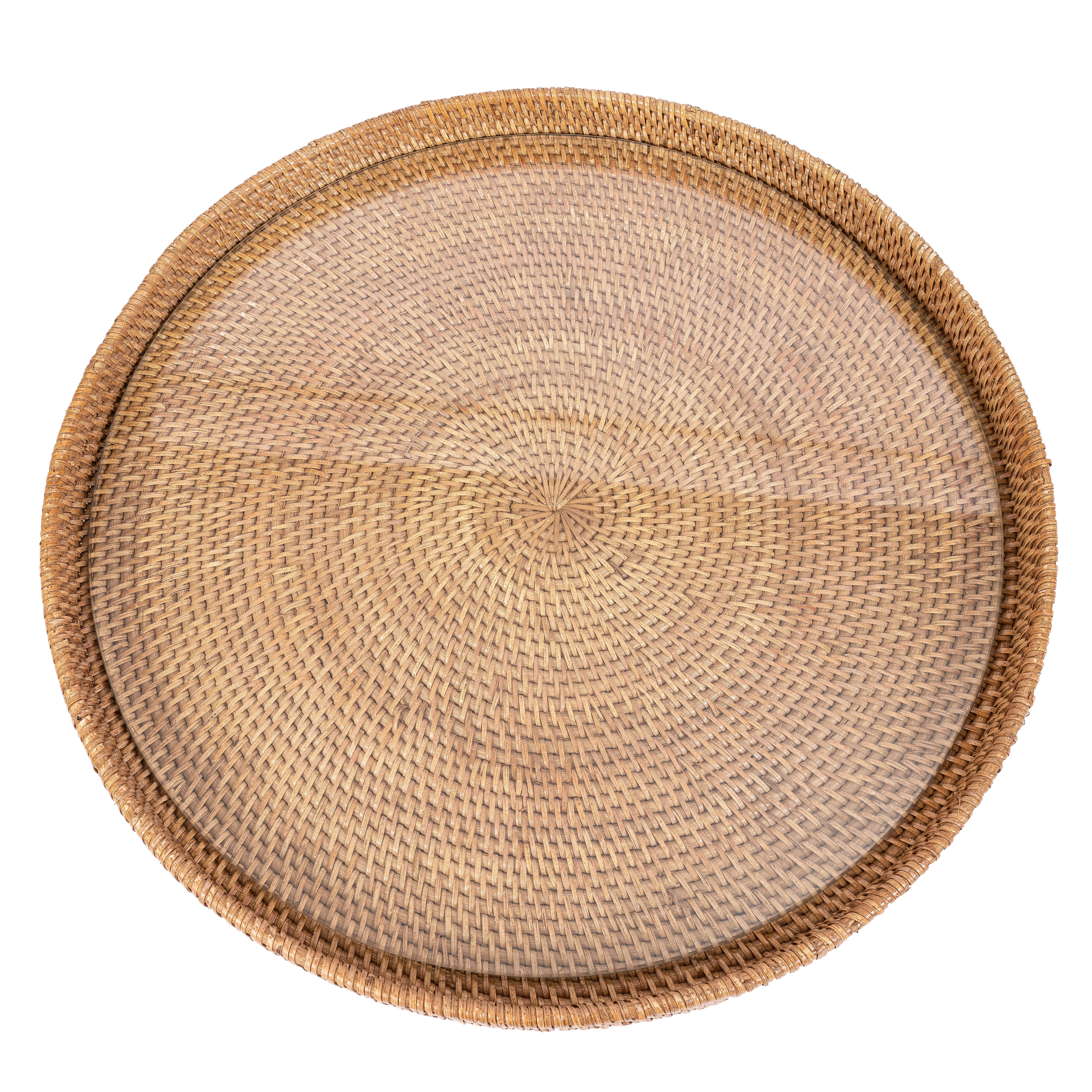 Saboga Home™ Round Serving / Ottoman Tray with Glass Insert