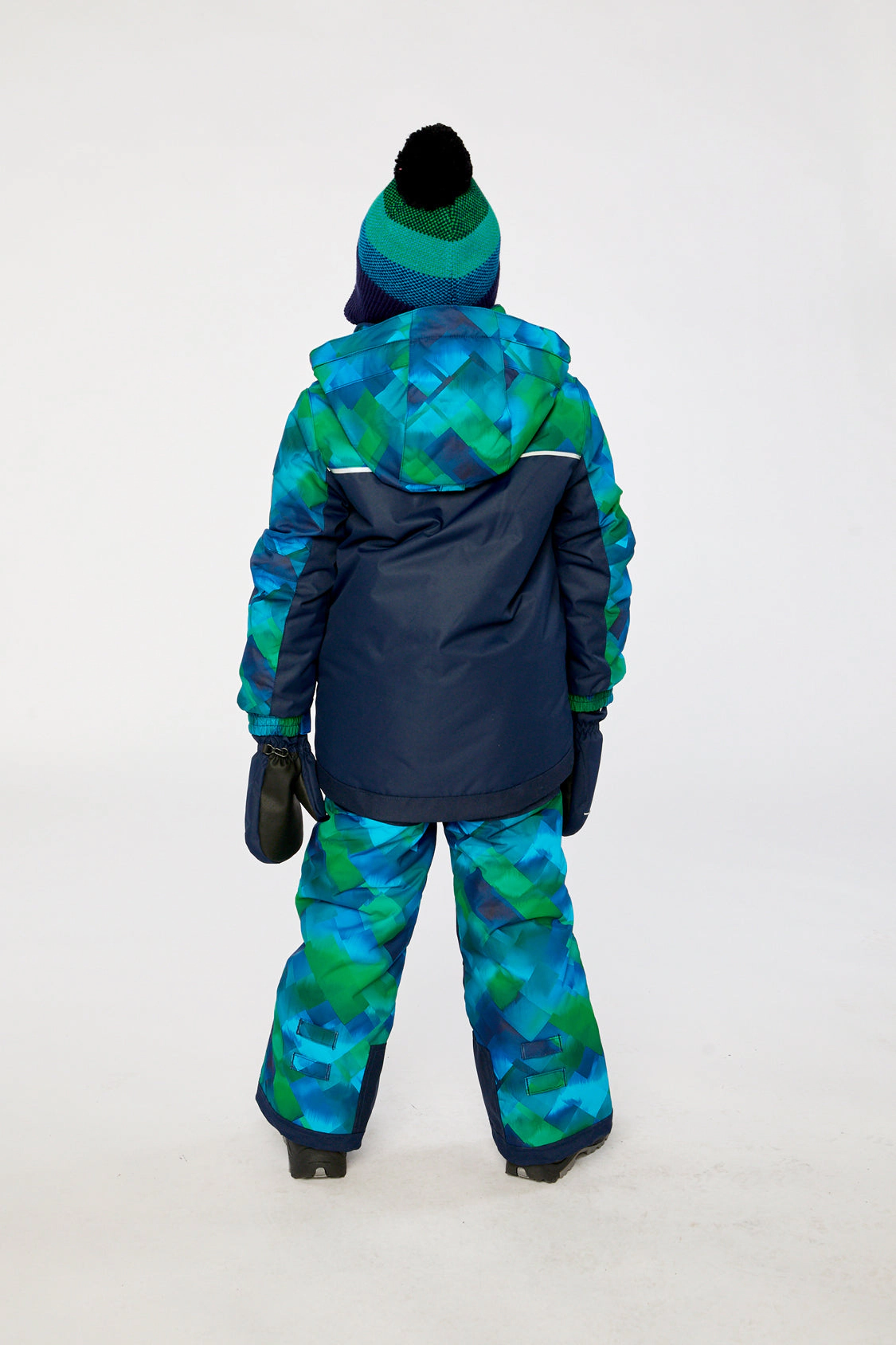 Deux par Boys Checkered Print Two Piece Play Snowsuit with Hooded Jacket and Snow Pants