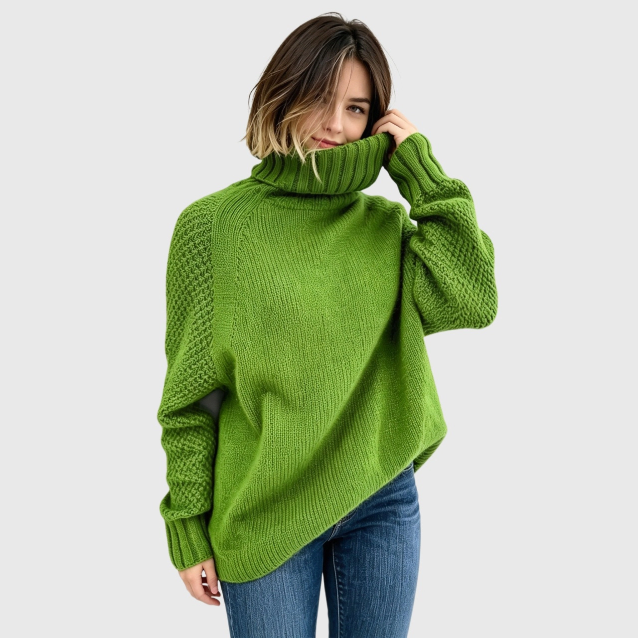 YesFashion Womens Turtleneck Sweaters  WinterLong Raglan Sleeve Loose Oversized Pullovers