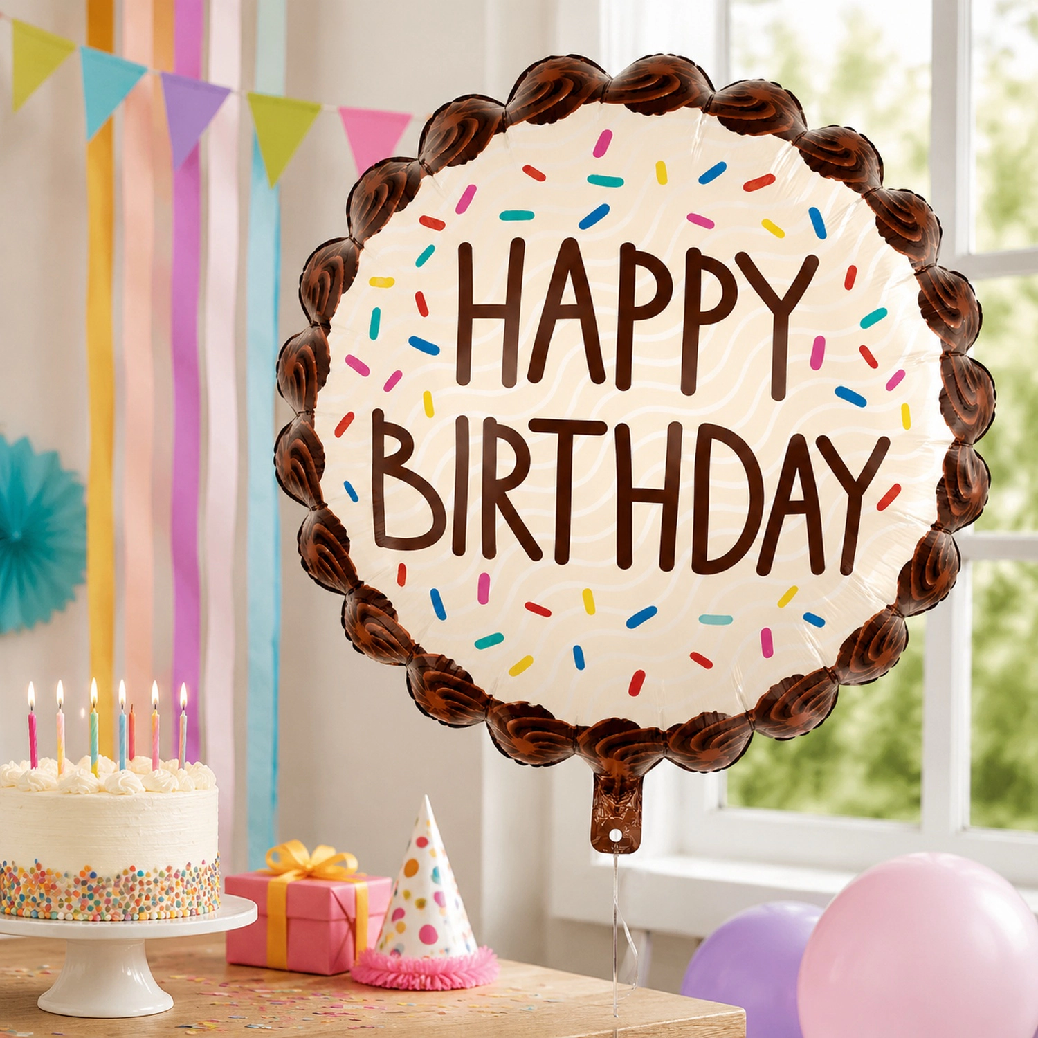 LoonBalloon Birthday Chocolate Sprinkles Foil Balloon 5-Pack